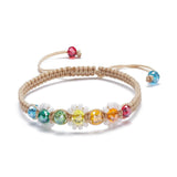 Kissitty Bling Glass Beads Adjustable Bracelets Flower Braided Bead Bracelets