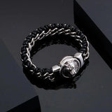 Antique Teen Wolf Head Charm Bracelet Stainless Steel Leather Men's Bangle