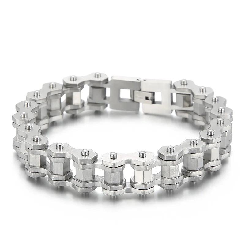 Men Stainless Steel Charm Bracelet Motorcycle Bike Chain Link Bracelet