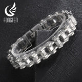 Men Stainless Steel Charm Bracelet Motorcycle Bike Chain Link Bracelet