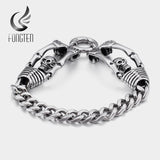 Fongten Retro Skull Bracelet Men Stainless Steel Halloween Gift