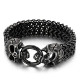 Retro Matte Wolf Skull Head Men Bracelet Wide Link Chain Stainless Steel