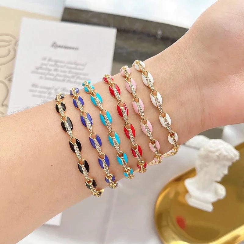 5Pcs Adjustable Enamel Bracelet Jewelry Women Multicolor Coffee Beans