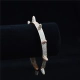 Hip Hop Iced Out Bling CZ Rose Silver Bracelets