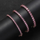 Pink AAA+ CZ Tennis Bracelet Iced Out 1 Row CZ Charms Bracelet