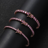 Pink AAA+ CZ Tennis Bracelet Iced Out 1 Row CZ Charms Bracelet