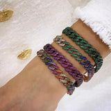 Cz Hip Hop Iced Out Bling Cuban Link Chain Bracelet For Women