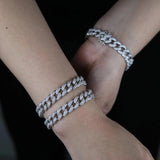 Cz Hip Hop Iced Out Bling Cuban Link Chain Bracelet For Women