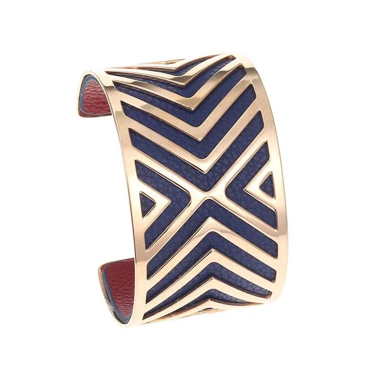 Cremo Cuff Bangles Leather Belt Stainless Steel Rose Bracelet