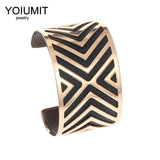 Cremo Cuff Bangles Leather Belt Stainless Steel Rose Bracelet