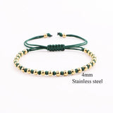 Stainless Steel Lion Charm Braided Macrame Adjustable Bracelet Set