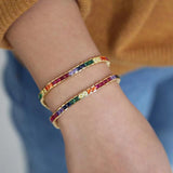 Rainbow CZ Bar Bracelet for Girls Geometric Minimal Jewelry