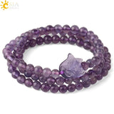 CSJA Purple Crystal Wrap Bracelet Amethyst Fox Charms Bangle