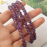 CSJA Purple Crystal Wrap Bracelet Amethyst Fox Charms Bangle