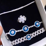 9mm Iced Out Cuban CZ Evil Eye Bracelet