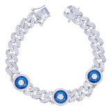 9mm Iced Out Cuban CZ Evil Eye Bracelet