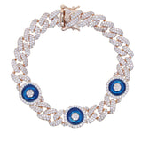 9mm Iced Out Cuban CZ Evil Eye Bracelet