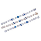 9mm Iced Out Cuban CZ Evil Eye Bracelet