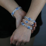 9mm Iced Out Cuban CZ Evil Eye Bracelet