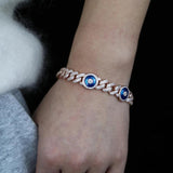 9mm Iced Out Cuban CZ Evil Eye Bracelet