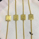 Square Initial Bracelet for Women - Alphabet Letter Jewelry