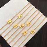 Square Initial Bracelet for Women - Alphabet Letter Jewelry