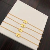 Square Initial Bracelet for Women - Alphabet Letter Jewelry