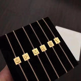 Square Initial Bracelet for Women - Alphabet Letter Jewelry