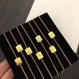 Square Initial Bracelet for Women - Alphabet Letter Jewelry