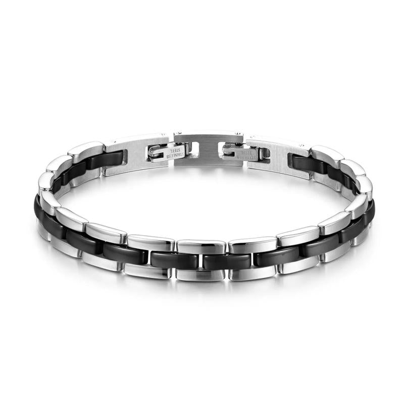 Pink Ceramic Bracelet Stainless Steel Bangle Classic Jewelry