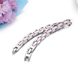 Pink Ceramic Bracelet Stainless Steel Bangle Classic Jewelry