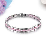 Pink Ceramic Bracelet Stainless Steel Bangle Classic Jewelry