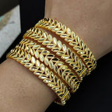 4Pcs Plated Bangle For Women Dubai Bride Wedding Ethiopian Bracelet