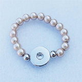 Kids Girls Bracelet 18mm Snap Button w/ 8mm Pearl Beads Wristband Mix Colors
