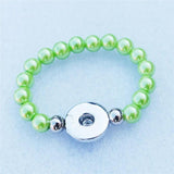 Kids Girls Bracelet 18mm Snap Button w/ 8mm Pearl Beads Wristband Mix Colors