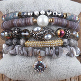 Boho Beaded Bracelet Set Stone 5pc Stack Bracelet for Women