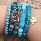Boho Beaded Bracelet Set Stone 5pc Stack Bracelet for Women