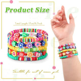 23Pcs Beaded Stretch Bracelets Clay Fruit Flower Preppy Bracelet Rainbow Stack