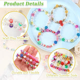 23Pcs Beaded Stretch Bracelets Clay Fruit Flower Preppy Bracelet Rainbow Stack