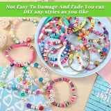 23Pcs Beaded Stretch Bracelets Clay Fruit Flower Preppy Bracelet Rainbow Stack