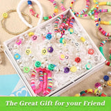 23Pcs Beaded Stretch Bracelets Clay Fruit Flower Preppy Bracelet Rainbow Stack