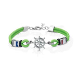 Men's Rope Chain Bracelet Nylon Rudder Stainless Steel 22cm Nautical