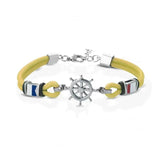 Men's Rope Chain Bracelet Nylon Rudder Stainless Steel 22cm Nautical