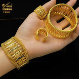 Dubai 24K Plated Bangle Bracelet With Ring For Women