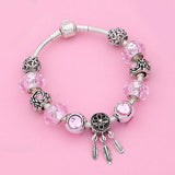 Snake Bracelet Pink Dreamcather Beads Safety Chain S925 Sterling Silver