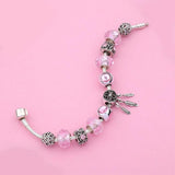 Snake Bracelet Pink Dreamcather Beads Safety Chain S925 Sterling Silver