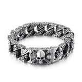Gothic Men's Bracelet Stainless Steel Skull Charm Cuban Chain