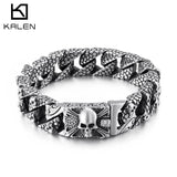 Gothic Men's Bracelet Stainless Steel Skull Charm Cuban Chain