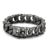 Gothic Men's Bracelet Stainless Steel Skull Charm Cuban Chain