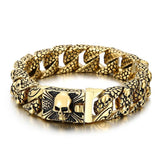 Gothic Men's Bracelet Stainless Steel Skull Charm Cuban Chain